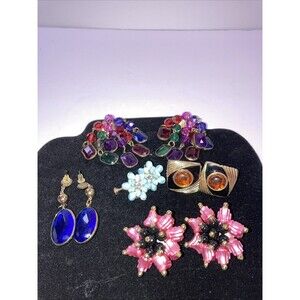 Lot Of  5 Vintage Earrings 3 Pierced One Screw Back And One Clip Back